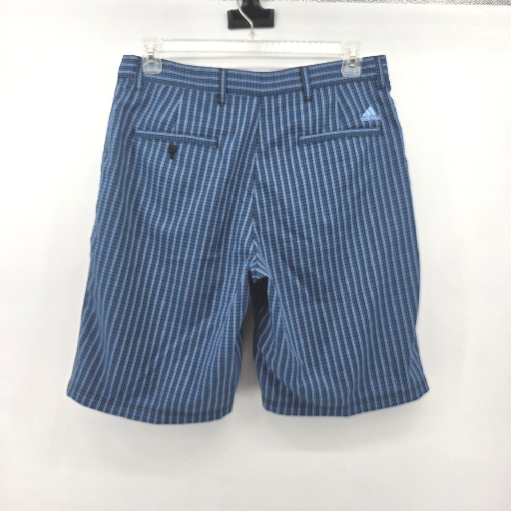 Adidas Golf Shorts Mens 34 Blue Black Plaid Flat Front Performance Athletic - Picture 2 of 5